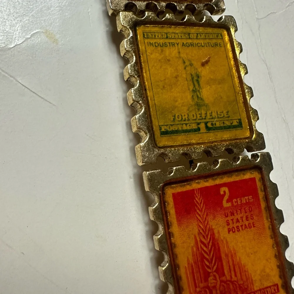 Vintage Nony New York Vintage Tie Clips Postage Stamp Design